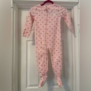 child of mine Pink Heart-Print Footed One-Piece